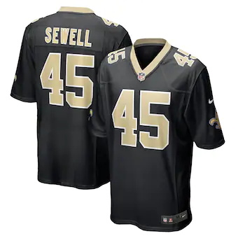 mens nike nephi sewell black new orleans saints game player